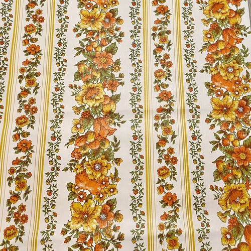 Vintage 70s Flower Fruit Vinyl Wallpaper Roll Orange Yellow Green 21x324 Granny