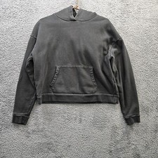 John Elliot USA Hoodie French Terry Cropped Women Small Black Made in USA