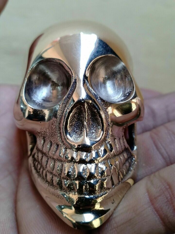 Solid brass skull handle for walking stick vintag… - image 3