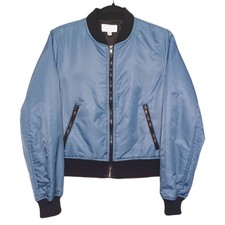 Kendall + Kylie Light Blue Long Sleeve Zipper Front Bomber Jacket Small