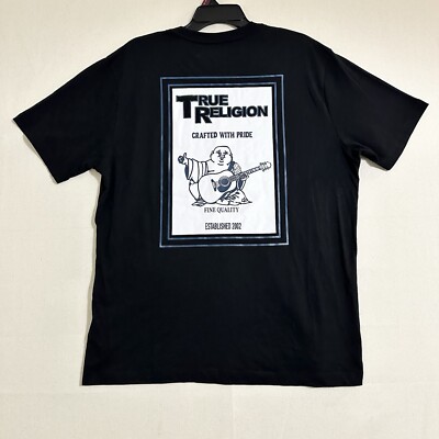 True Religion Mens Short Sleeve Shirt Buddha Tee Black XL