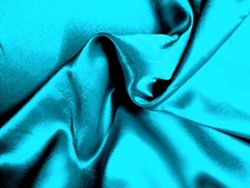 5 Yards-TURQUOISE CYAN BLUE High Sheen HAMMERED CHARMEUSE SATIN Light Wt Fabric