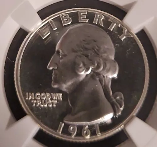 1961 Washington Quarter 25c, NGC PF 67 Cameo - Nice White Coin