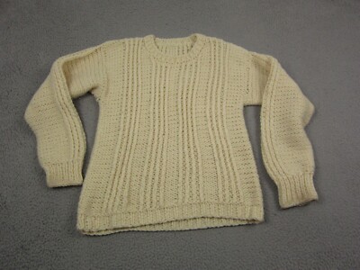 Vintage Wool Sweater Womens Large Creme Wool Cable Knit Chunky Heavy Ladies