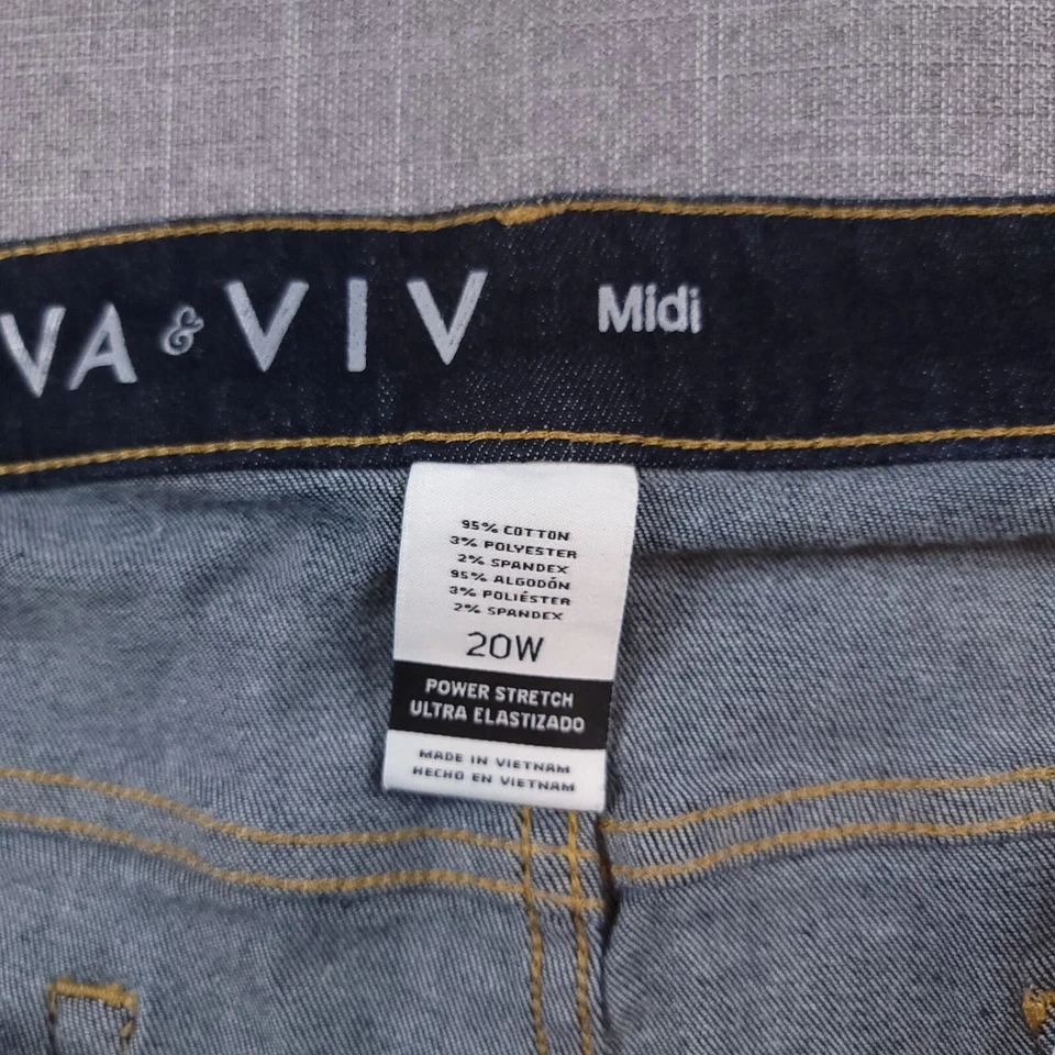 Ava Viv 女式弹力迷笛袖口下摆深蓝色牛仔裤短裤,尺寸 20W — 第 4/4 张图片