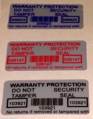 500 - Warranty Protection Void Security Labels With Serial #s 30mmX15mm 3 Colors