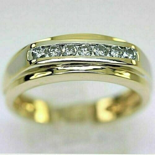 2KT runder Labor erstellt Diamant Verlobungsband Ring Herren 14K gelb vergoldet - Bild 2 von 6