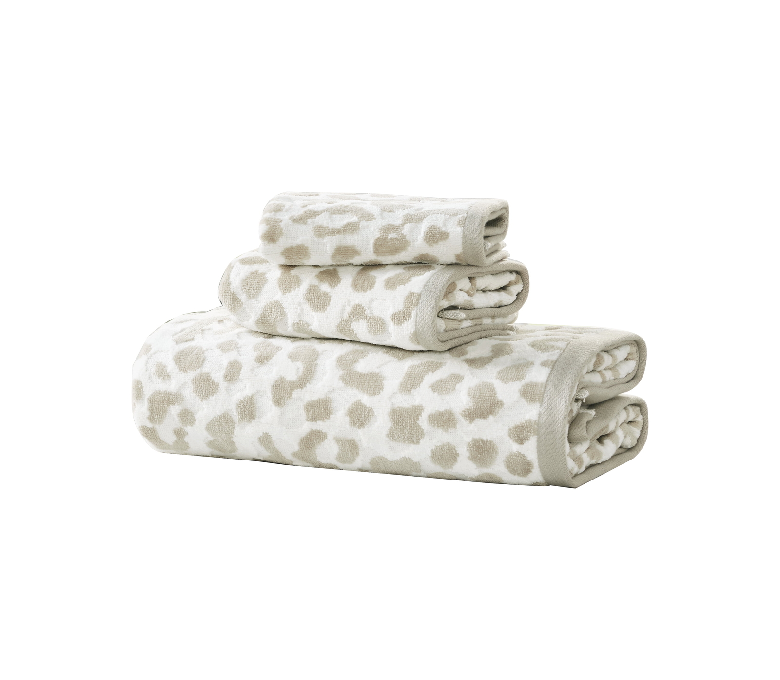 Home Bathroom 3-Piece Leopard Jacquard Towel Set, Gray