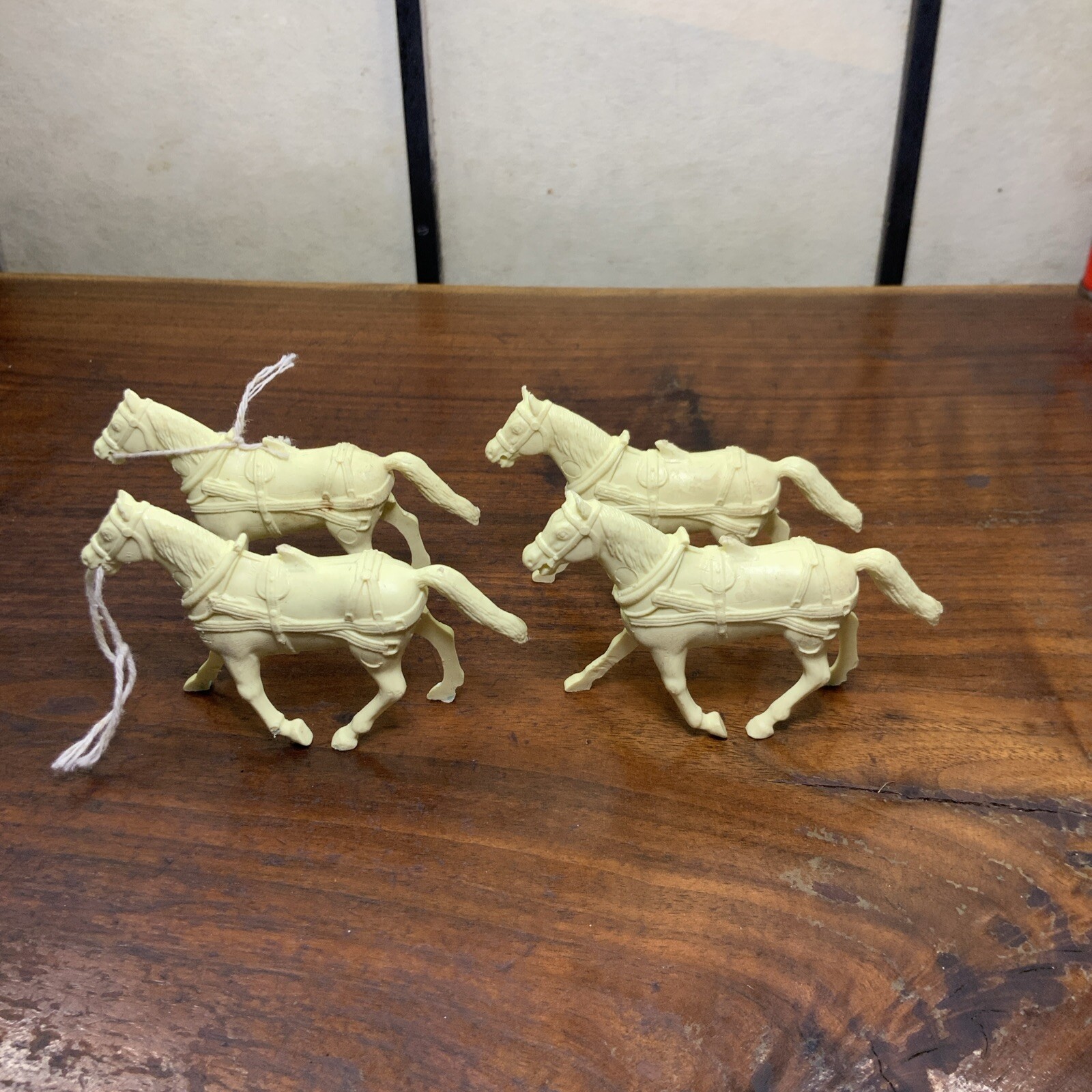 4 Vintage Marx Civil War Playset Draft Wagon Cart Horses eBay