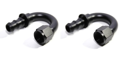 2pcs180Degree Swivel Fuel Oil Gas Line Push On Hose End 10AN AN-10 Fitting Black