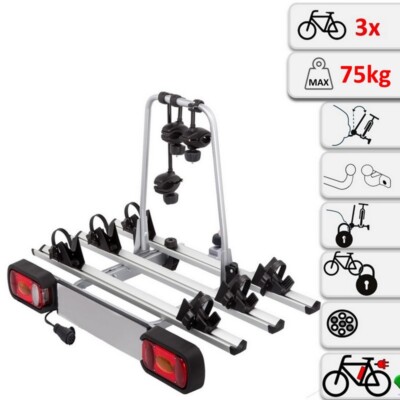 AHIRO3 Fahrradträger 3 Fahrräder abklappbar abschließbar eBike Anhängerkupplung