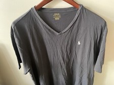 POLO RALPH LAUREN MENS V-NECK SHORT SLEEVE SHIRT.  GRAY  SIZE-2XL. 100 COTTON