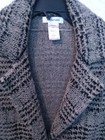 WOMENS MAX STUDIO SIZE XS BEIGE BLACK HOUNDSTOOTH PLAID POCKETED SWEATER COAT  — photo 4