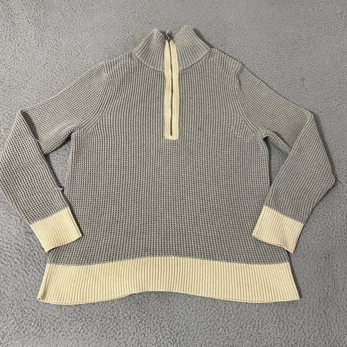 Patagonia Sweater Womens Medium Knit Quarter Zip Ponderosa Pine Outdoors Cotton