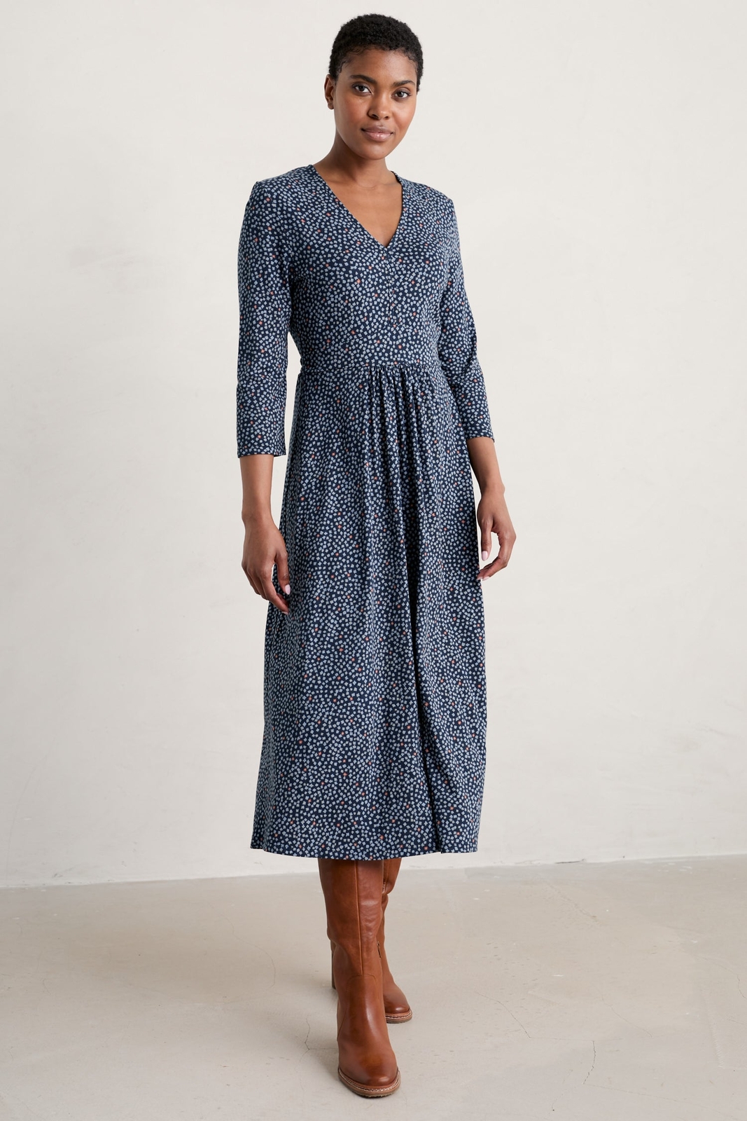 Seasalt Women's Dress navy Carwynnen 3/4 Sleeve Dress Petite Posies Mariti eBay