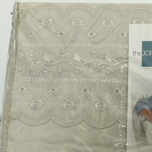 Vtg JCP JCPenney Home Expressions White Ivory Lace Trim TWIN Sheets Set - Picture 3 of 5