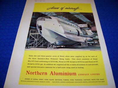 SAUNDERS-ROE PRINCESS ''ACRES OF AIRCRAFT'' 1-PAGE COLOR SALES AD (851HH)
