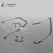 48mm Vintage Round Rimless Reading Glasses Eyeglasses Reader UV400  +0.00~4.00