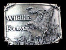 1990'S WILDLIFE FOREVER BELT BUCKLE MALLARD DUCKS  1510 GREAT DETAIL