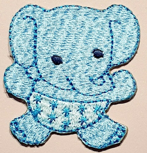 NEW BORN BABY BOY ELEPHANT PATCH EMBROIDERED IRON/SEW ON SHIRT BAG NAPPY CADDY - Picture 2 of 2