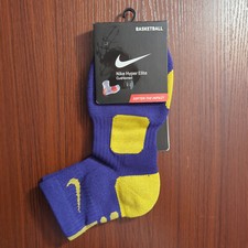 Original Nike Elite Socks Quarter Cut Purple/Yellow Size Large Kobe Basketball