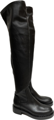 Cuissardes Biker Stiefel Wilhelm Rotta Kara Leder schwarz Gummiboden light