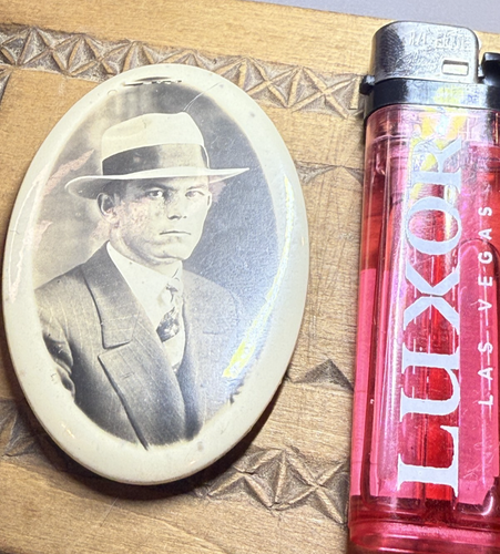 Antique Celluloid Pocket Mirror Mobster Gangster 1940's - Picture 2 of 4