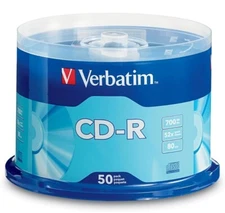 50 VERBATIM Blank 52X CD-R CDR Branded Logo 700MB Media Disc