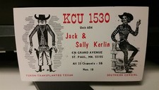 CB radio QSL postcard KCU-1530 cowboy cowgirl Kerlin 1970s St. Paul Minnesota