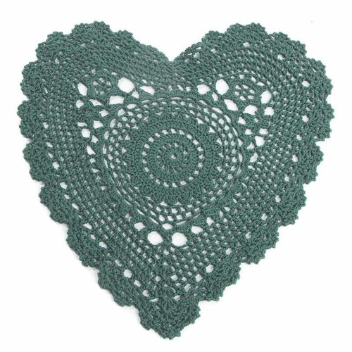 Set of 4 Hunter Green 12" Heart Cotton Hand Crocheted Lace Doilies eBay