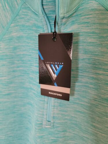NWT MEN'S LEVELWEAR GOLF ROCKFORD PULLOVER SMALL HEATHER BLUE CURACAO - Picture 2 of 10