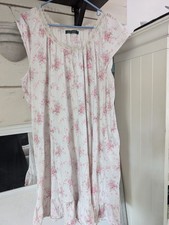 Lauren Ralph Night Gown sleepwear L Large floral flowers pink lace ruffles white