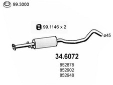 ASSO 34.6072 Mittelschalldämpfer Schalldämpfer für OPEL Vectra A Limousine (J89)