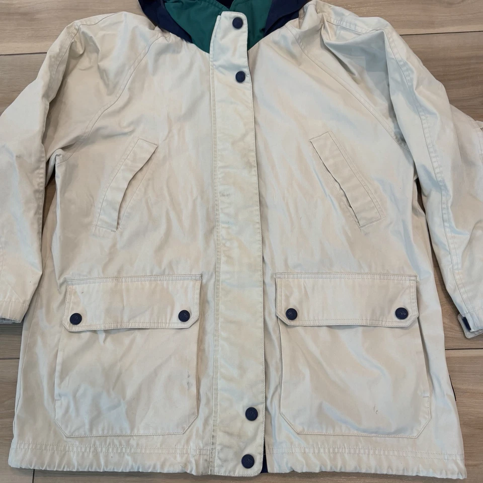 Chaqueta cortavientos Pacific Trail de colección años 80 90 ropa exterior blanco crema talla XL con capucha Foto 2 de 4