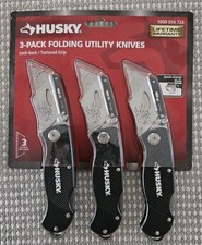 Husky Folding Lock Back Utility Knife 3 In Pack, 1000 014 724, NEW, SEALED