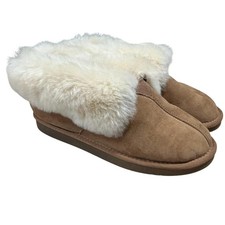 Natural Reflections Slippers Women 9 Brown Suede Shearling Slip On Bootie Winter