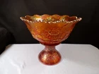Vintage Fenton Marigold Carnival Glass Wreath of Roses Punch Bowl & Base
