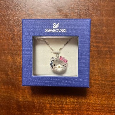 Swarovski Hello Kitty Crystal Pendant Necklace Clear Pink Sanrio