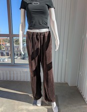 Vintage 2010s JUICY COUTURE Sweats Track Pants Brown Velour Lounge Large Flare