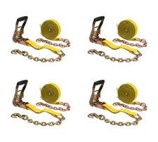 (4 Pack) 2 in. x 30 ft. Ratchet Strap with Chain Anchor