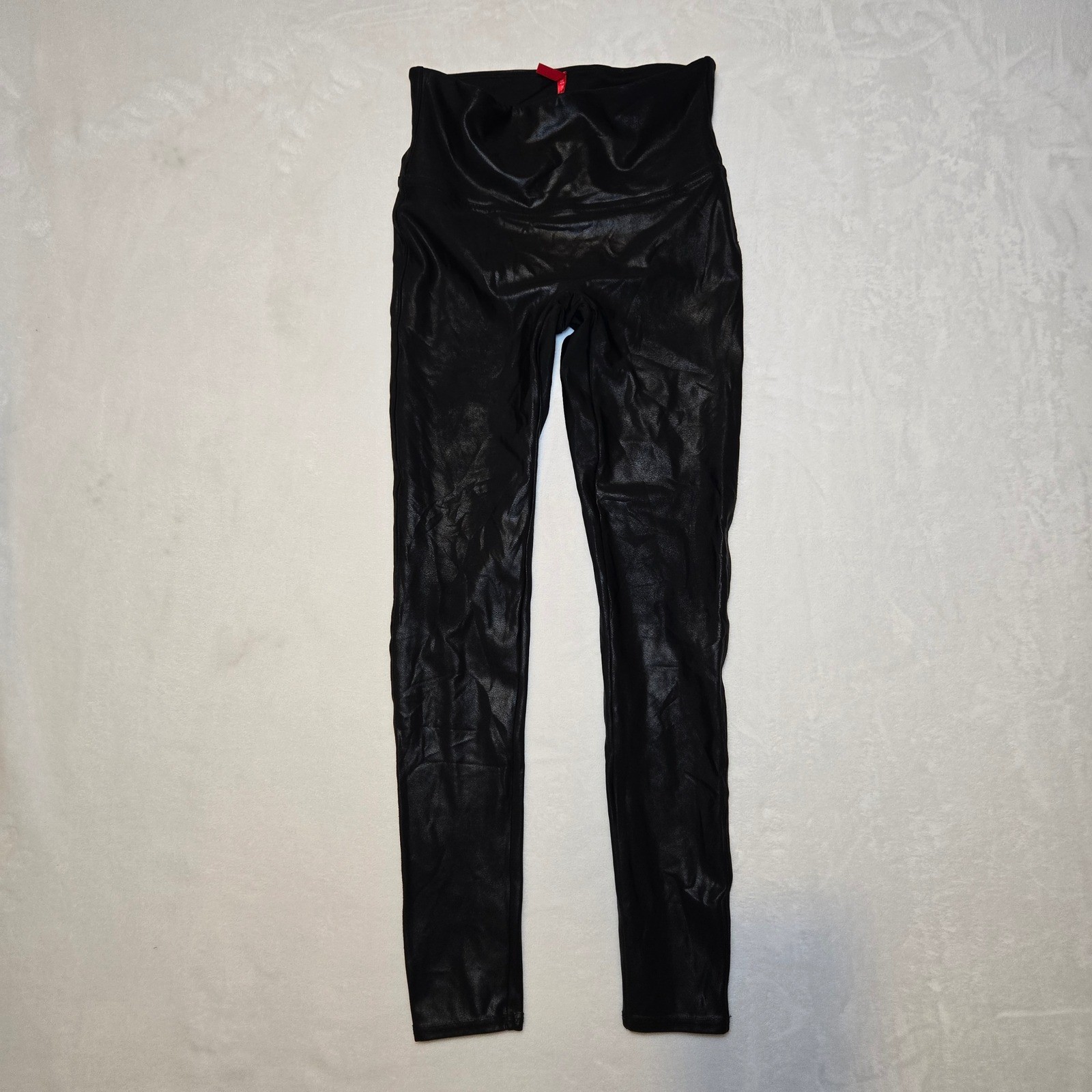 Spanx Faux Leather Leggings Black High Waisted Tummy Control Womens Medium