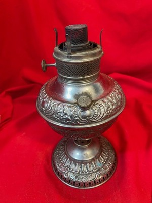 Antique Nickel Silver Miller Vestal Oil Lamp Ornate Design L69