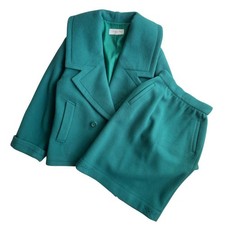 Christian Dior Vintage Wool Set Up Jacket M Skirt S Green 8/10 Condition