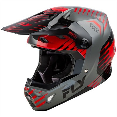 Fly Racing 2025 Formula CP Slice Motocross Helm Grau Rot Schwarz XL