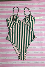 Victoria's Secret Green Pink Striped One Piece Swimsuit S