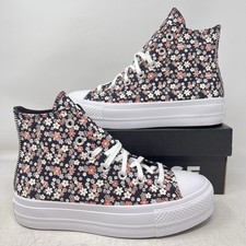 Converse Women's Chuck Taylor All Star Lift Platform Dark Blue Flowers Petals