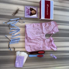 American Girl Hair Care Kit Brush Cake Perm Rods Curling Paper Misting Bottle