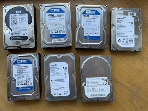 Restposten 7 3,5 Zoll Festplatten 4TB, 1TB, 500GB 320GB und 80GB