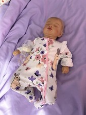 Sleeping Baby Doll Eyes Closed, Vinyl Limbs Cloth Body, Brown Hair, Sleeper