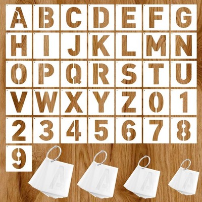 144 Pcs Letter and Number Stencils,1,2,3,4 Inch Alphabet and Number Templates...